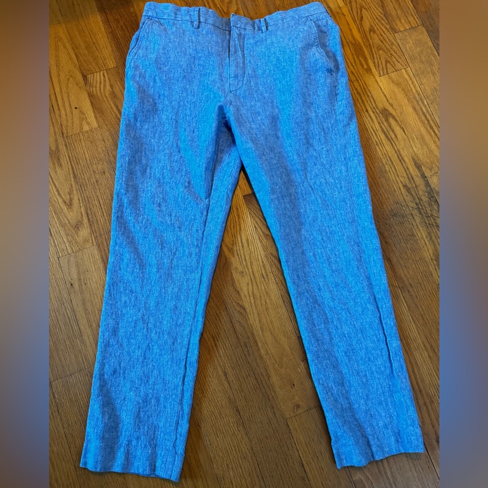 JCrew Men’s Bedford Linen Pants - Light Blue